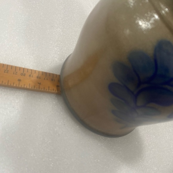 Beaumont Brothers Pottery 9” Salt Glazed Pitcher With Handle Blue Heart Design - Picture 9 of 10